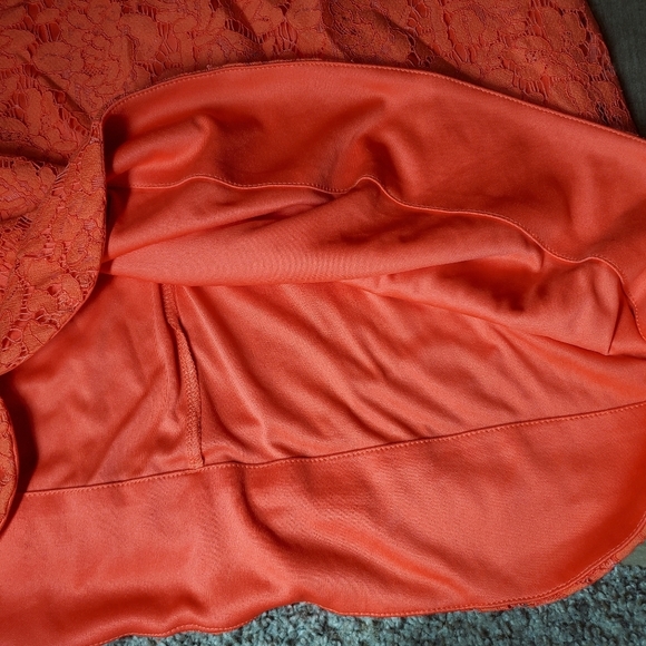 NWT Vince Camuto Lace Coral Pink Orange Sheath Dress Women's Size 10 3/4 Sleeves - Picture 11 of 16